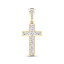 Men's Lab-Grown Diamond Cross Charm 1 ct tw 10K Yellow Gold