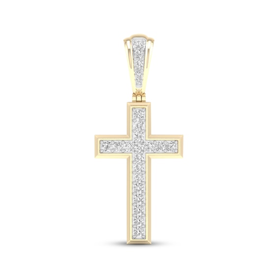 Men's Lab-Grown Diamond Cross Charm 1 ct tw 10K Yellow Gold