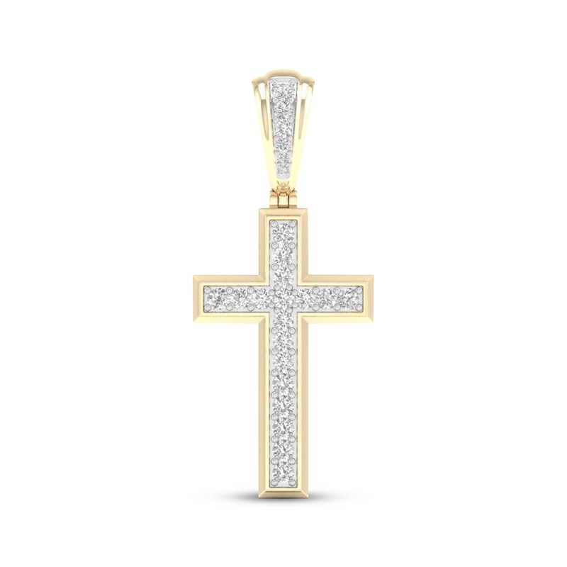 Main Image 1 of Men's Lab-Grown Diamond Cross Charm 1 ct tw 10K Yellow Gold