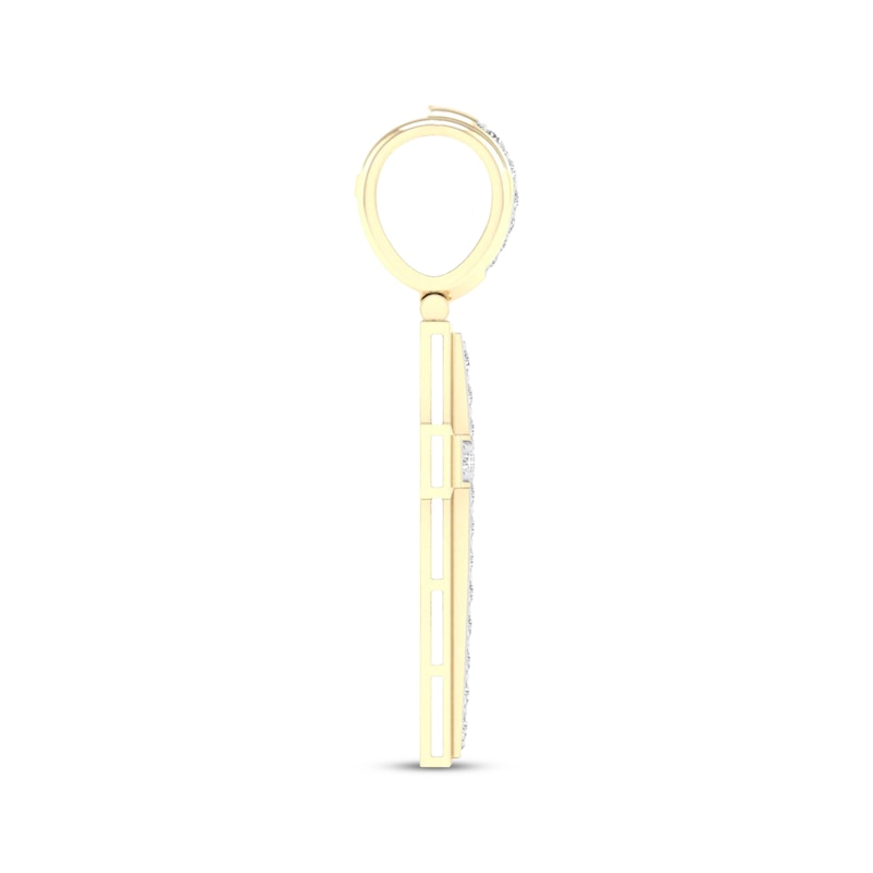 Main Image 3 of Men's Lab-Grown Diamond Cross Charm 1 ct tw 10K Yellow Gold