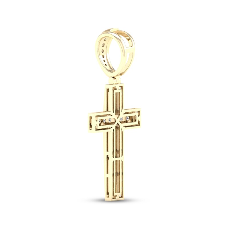 Main Image 4 of Men's Lab-Grown Diamond Cross Charm 1 ct tw 10K Yellow Gold