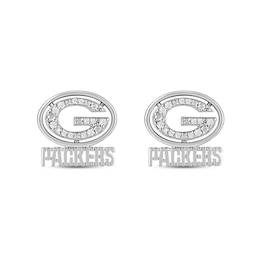 True Fans Green Bay Packers 1/15 ct tw Diamond Logo Stud Earrings Sterling Silver