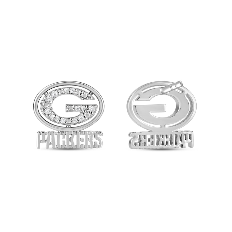 Main Image 2 of True Fans Green Bay Packers 1/15 ct tw Diamond Logo Stud Earrings Sterling Silver
