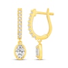 Thumbnail Image 1 of Oval-Cut Lab-Grown Diamond Dangle Hoop Earrings 1 ct tw 10K Yellow Gold