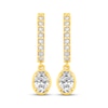 Thumbnail Image 2 of Oval-Cut Lab-Grown Diamond Dangle Hoop Earrings 1 ct tw 10K Yellow Gold