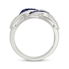 Thumbnail Image 3 of Blue & White Lab-Created Sapphire Link Ring Sterling Silver