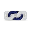 Thumbnail Image 4 of Blue & White Lab-Created Sapphire Link Ring Sterling Silver