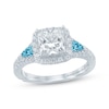 Thumbnail Image 1 of Monique Lhuillier Bliss Princess-Cut White & Blue Lab-Grown Diamond Engagement Ring 2-3/4 ct tw 18K White Gold