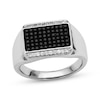 Thumbnail Image 1 of Men's Black & White Diamond Rectangle Top Ring 5/8 ct tw 10K White Gold