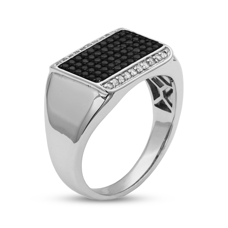 Main Image 2 of Men's Black & White Diamond Rectangle Top Ring 5/8 ct tw 10K White Gold