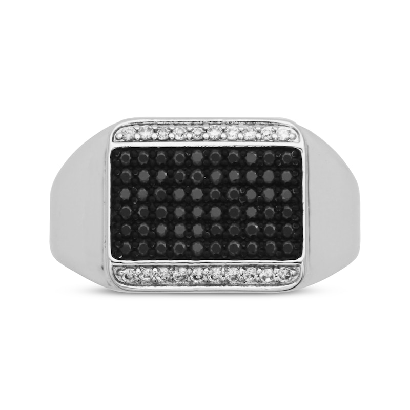 Main Image 3 of Men's Black & White Diamond Rectangle Top Ring 5/8 ct tw 10K White Gold