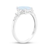 Thumbnail Image 2 of Emerald-Cut Lab-Created Opal & White Lab-Created Sapphire Ring Sterling Silver