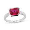 Thumbnail Image 1 of STUDIO BY KAY Emerald-Cut Lab-Created Ruby Bezel-Set Solitaire Ring Sterling Silver