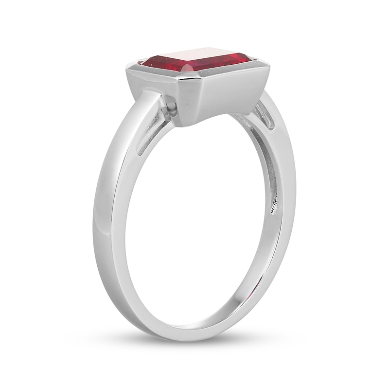 Main Image 2 of STUDIO BY KAY Emerald-Cut Lab-Created Ruby Bezel-Set Solitaire Ring Sterling Silver