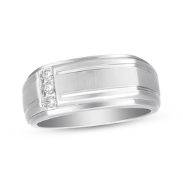 Now + Forever Men's Diamond Wedding Band 1/10 ct tw 10K White Gold