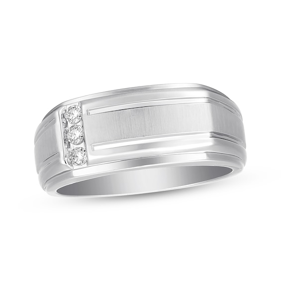Now + Forever Men's Diamond Wedding Band 1/10 ct tw 10K White Gold