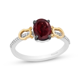 Disney Treasures Winnie the Pooh Oval-Cut Garnet & Diamond Ring 1/20 ct tw Sterling Silver & 10K Yellow Gold