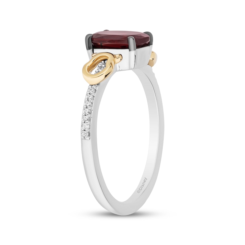 Main Image 2 of Disney Treasures Winnie the Pooh Oval-Cut Garnet & Diamond Ring 1/20 ct tw Sterling Silver & 10K Yellow Gold