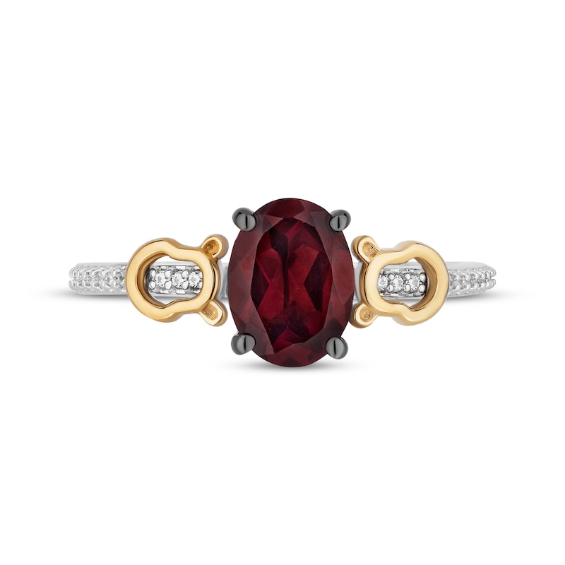 Main Image 4 of Disney Treasures Winnie the Pooh Oval-Cut Garnet & Diamond Ring 1/20 ct tw Sterling Silver & 10K Yellow Gold