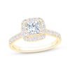 Thumbnail Image 1 of Certified Princess-Cut Diamond Halo Engagement Ring 1-1/5 ct tw 18K Yellow Gold