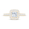Thumbnail Image 3 of Certified Princess-Cut Diamond Halo Engagement Ring 1-1/5 ct tw 18K Yellow Gold