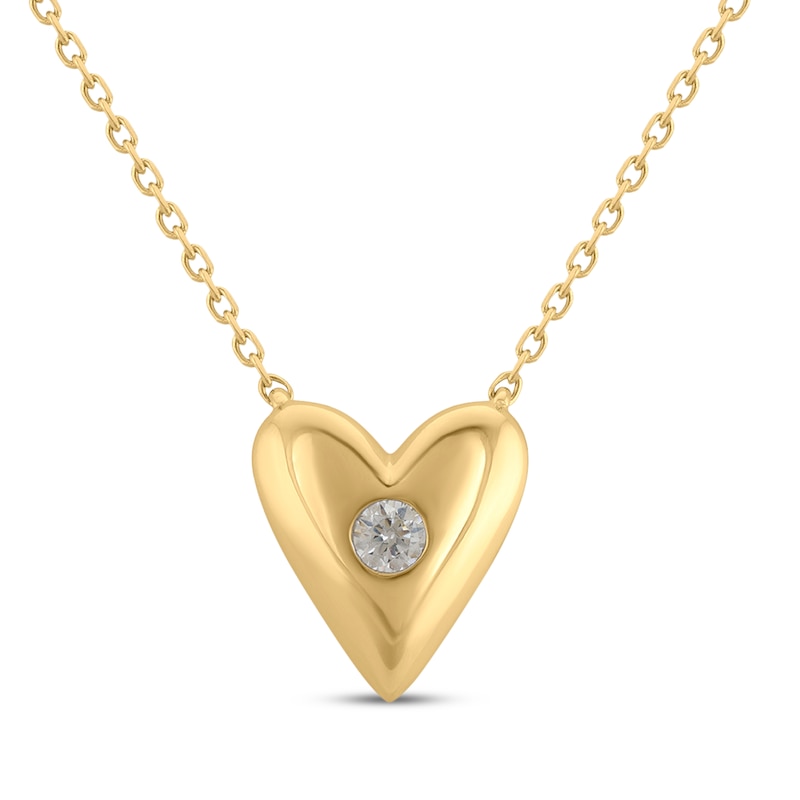 Main Image 1 of STUDIO BY KAY Diamond Puffed Heart Necklace 1/20 ct tw 24K Yellow Gold Vermeil Sterling Silver 18"