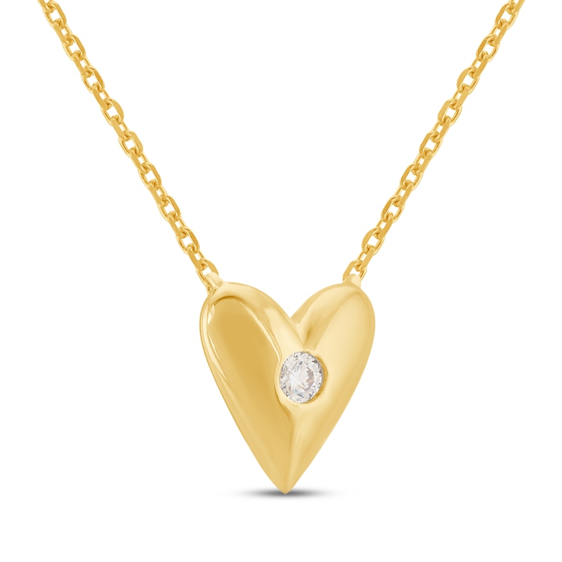 Main Image 2 of STUDIO BY KAY Diamond Puffed Heart Necklace 1/20 ct tw 24K Yellow Gold Vermeil Sterling Silver 18"