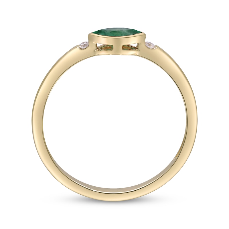 Main Image 2 of Marquise-Cut Natural Emerald & Diamond Accent Ring 10K Yellow Gold