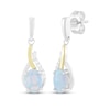 Thumbnail Image 1 of Oval-Cut Lab-Created Opal & White Lab-Created Sapphire Drop Earrings Sterling Silver & 10K Yellow Gold