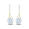 Thumbnail Image 2 of Oval-Cut Lab-Created Opal & White Lab-Created Sapphire Drop Earrings Sterling Silver & 10K Yellow Gold