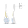 Thumbnail Image 3 of Oval-Cut Lab-Created Opal & White Lab-Created Sapphire Drop Earrings Sterling Silver & 10K Yellow Gold