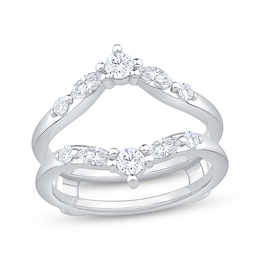 Now + Forever Lab-Grown Diamonds Marquise & Round-Cut Enhancer Ring 1/2 ct tw 14K White Gold