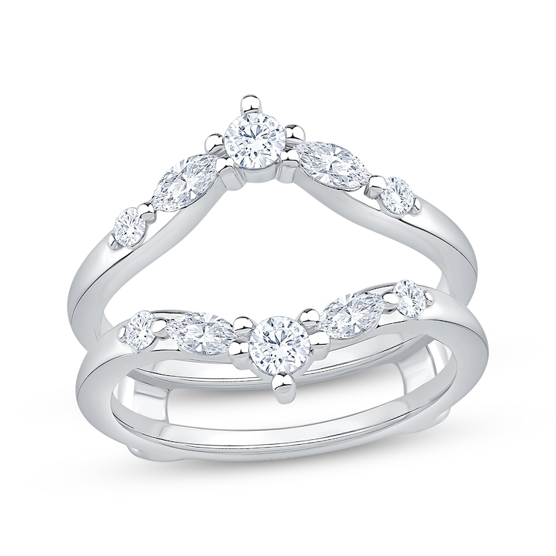 Main Image 1 of Now + Forever Lab-Grown Diamonds Marquise & Round-Cut Enhancer Ring 1/2 ct tw 14K White Gold