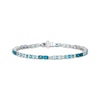 Thumbnail Image 1 of Le Vian Oval-Cut Blue Topaz & Diamond Link Bracelet 3/4 ct tw 14K Vanilla Gold 7"