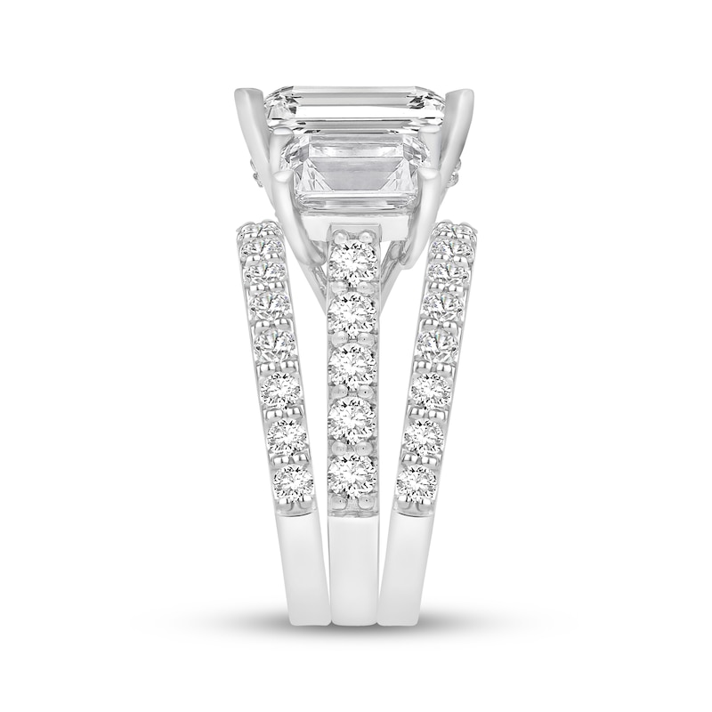 Main Image 2 of Lab-Grown Diamonds Emerald-Cut Three-Stone Bridal Set 9 ct tw 14K White Gold