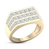 Thumbnail Image 2 of STUDIO BY KAY Men's Lab-Grown Diamond Three-Row Ring 2 ct tw 24K Yellow Gold Vermeil Sterling Silver