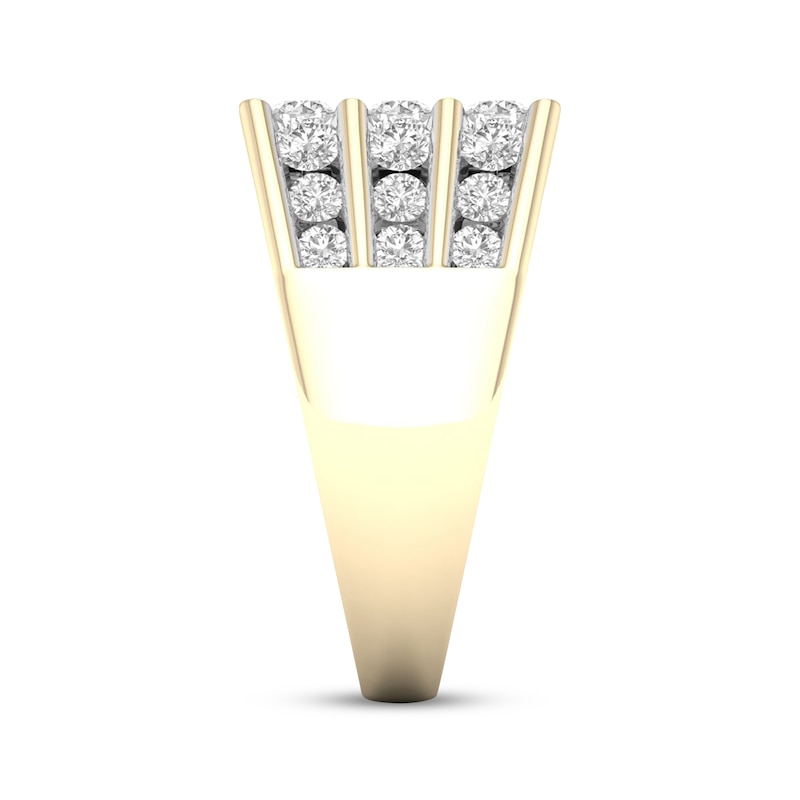 Main Image 3 of STUDIO BY KAY Men's Lab-Grown Diamond Three-Row Ring 2 ct tw 24K Yellow Gold Vermeil Sterling Silver