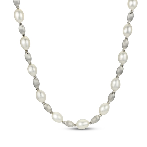 Cultured Pearl & Bead Necklace Sterling Silver 18"
