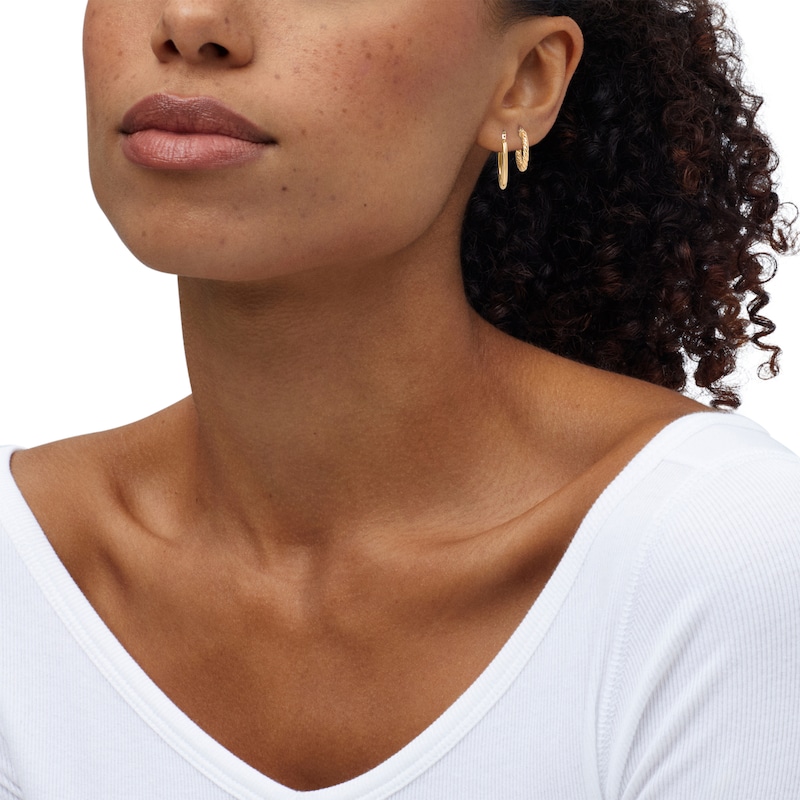 Main Image 7 of Twist & Polished Hoop Earrings Set 10K Yellow Gold