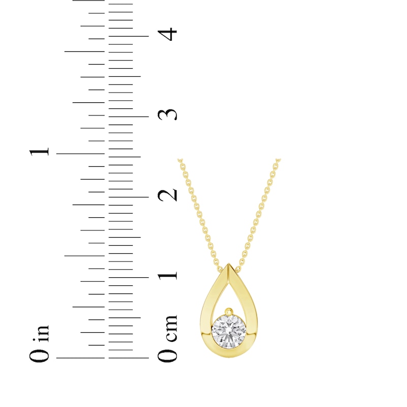Main Image 4 of Diamond Solitaire Teardrop Frame Necklace 1/3 ct tw 10K Yellow Gold 18" (I/I2)