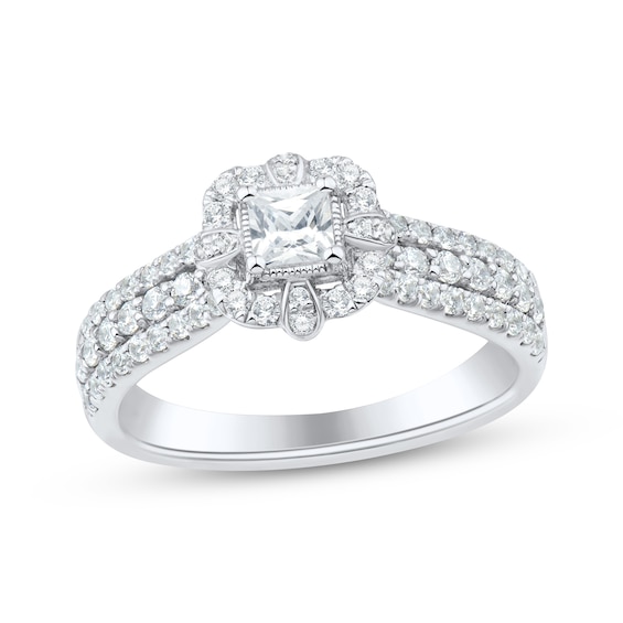 Princess-Cut Diamond Frame Engagement Ring 1 ct tw 14K White Gold