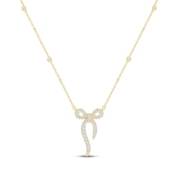 Monique Lhuillier Bliss Lab-Grown Diamond Bow Necklace 5/8 ct tw 24K Yellow Gold Vermeil Sterling Silver 18"