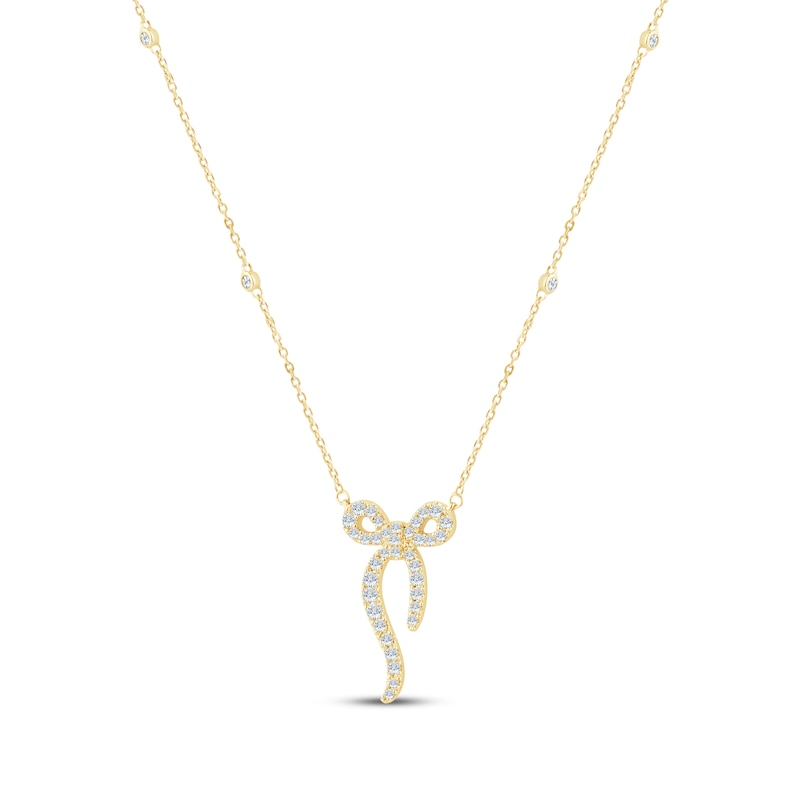 Main Image 2 of Monique Lhuillier Bliss Lab-Grown Diamond Bow Necklace 5/8 ct tw 24K Yellow Gold Vermeil Sterling Silver 18"