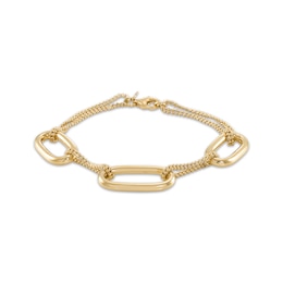 Paperclip Link Bracelet 24K Yellow Gold Vermeil Sterling Silver 7.5"