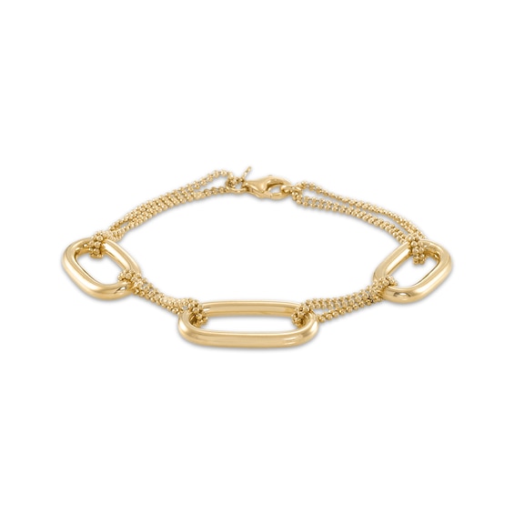 Paperclip Link Bracelet 24K Yellow Gold Vermeil Sterling Silver 7.5"