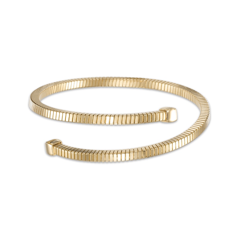 Main Image 1 of Ribbed Bypass Bangle Bracelet 24K Yellow Gold Vermeil Sterling Silver 7.5"