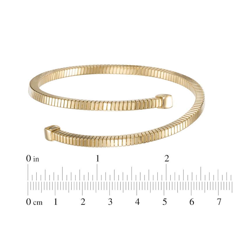 Main Image 3 of Ribbed Bypass Bangle Bracelet 24K Yellow Gold Vermeil Sterling Silver 7.5"