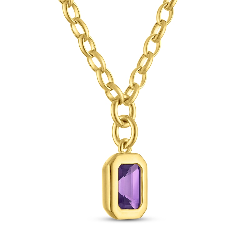 Main Image 2 of STUDIO BY KAY Octagon-Cut Amethyst Bezel-Set Solitaire Necklace 24K Yellow Gold Vermeil Sterling Silver 18"