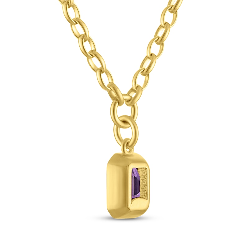 Main Image 3 of STUDIO BY KAY Octagon-Cut Amethyst Bezel-Set Solitaire Necklace 24K Yellow Gold Vermeil Sterling Silver 18"