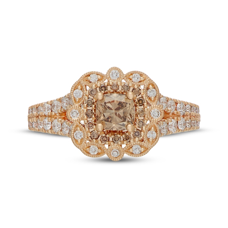 Main Image 3 of Neil Lane Desert Diamonds Cushion-Cut Double Halo Engagement Ring 1-1/8 ct tw 14K Yellow Gold